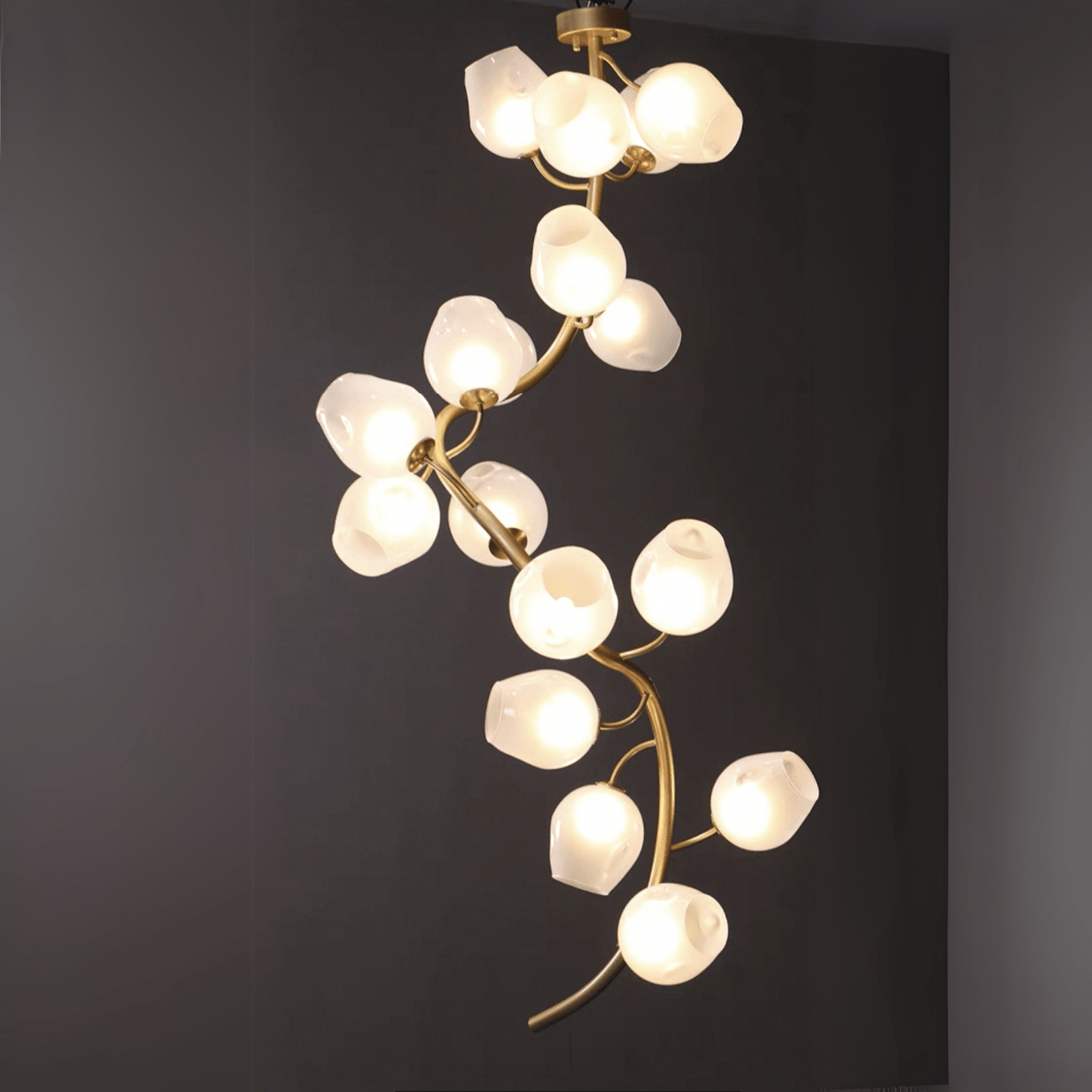 Artistic Glass Lampshade Chandelier with Branches Design for High Ceilings - Style A/13 Lights/D27.56"*H39.4"(D70cm*H100cm)Warm LightJoyfuzzy