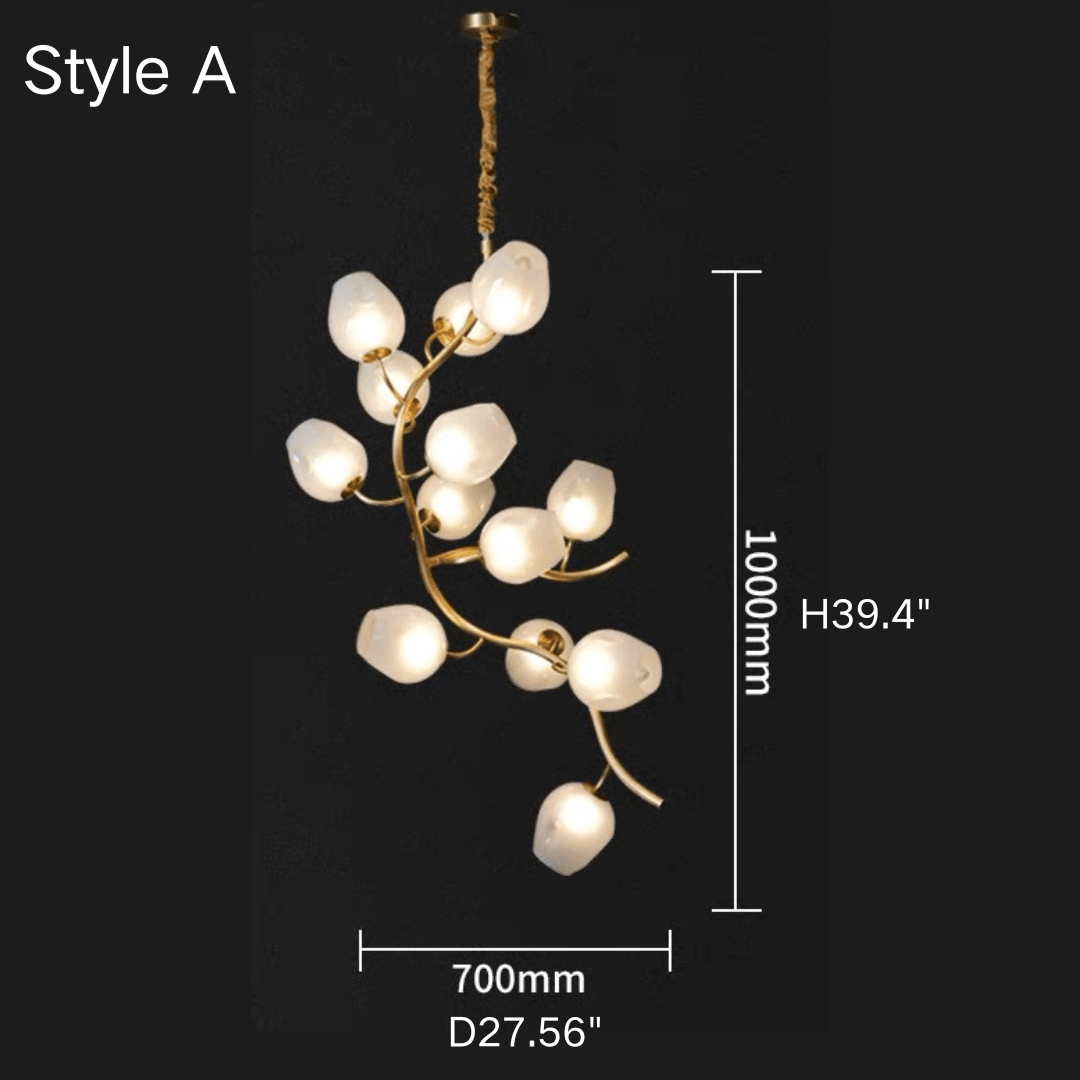 Artistic Glass Lampshade Chandelier with Branches Design for High Ceilings - Style A/13 Lights/D27.56"*H39.4"(D70cm*H100cm)Warm LightJoyfuzzy
