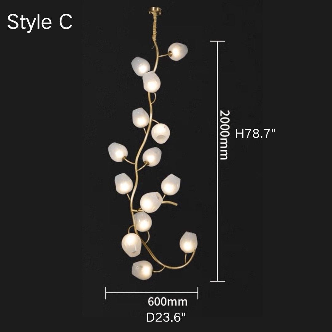 Artistic Glass Lampshade Chandelier with Branches Design for High Ceilings - Style C/14 Lights/D23.6"*H78.7"(D60cm*H200cm)Warm LightJoyfuzzy