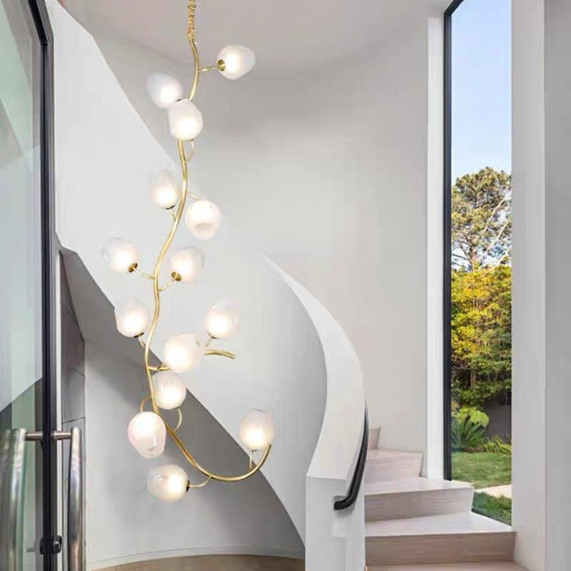 Artistic Glass Lampshade Chandelier with Branches Design for High Ceilings - Style A/13 Lights/D27.56"*H39.4"(D70cm*H100cm)Warm LightJoyfuzzy