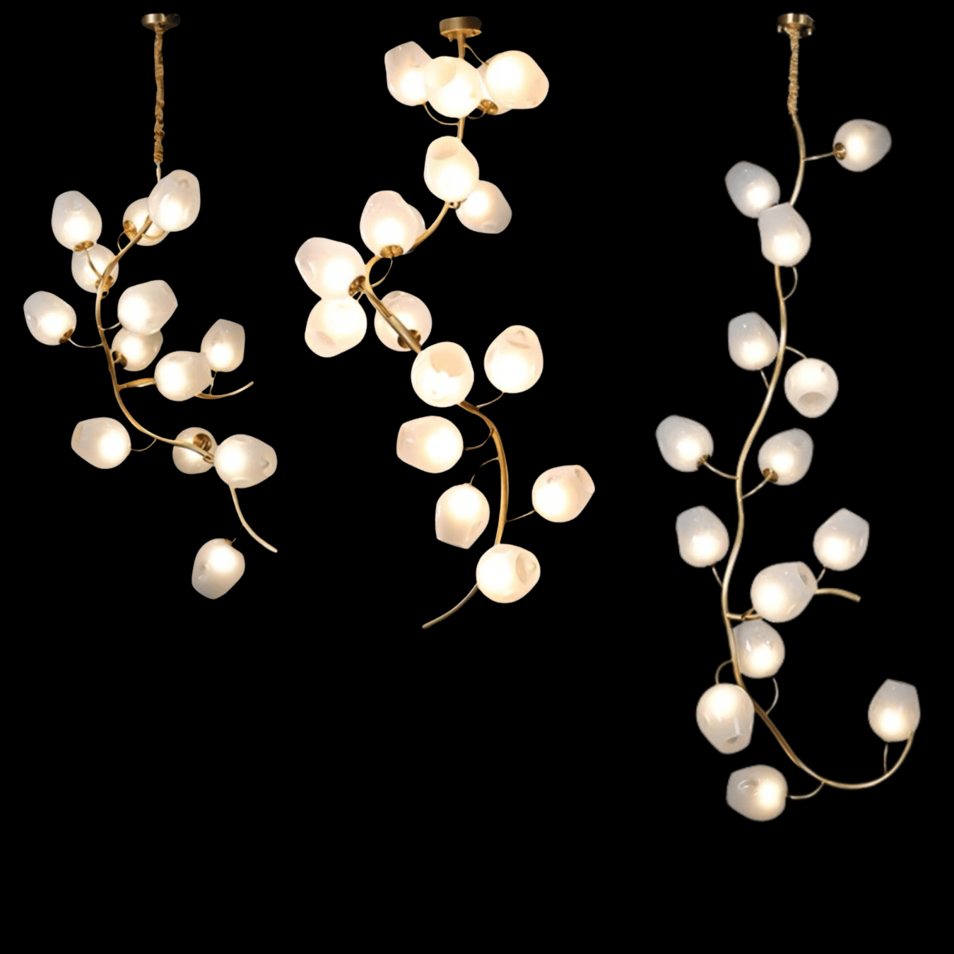 Artistic Glass Lampshade Chandelier with Branches Design for High Ceilings - Style A/13 Lights/D27.56"*H39.4"(D70cm*H100cm)Warm LightJoyfuzzy