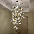 Artistic Tree Branch Pendant Light with Ceramic Ginkgo Leaves for High Ceilings in Hotel or Home - D39.4