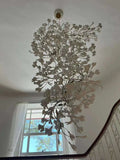 Artistic Tree Branch Pendant Light with Ceramic Ginkgo Leaves for High Ceilings in Hotel or Home - D39.4