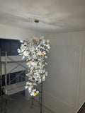 Artistic Tree Branch Pendant Light with Ceramic Ginkgo Leaves for High Ceilings in Hotel or Home - D39.4