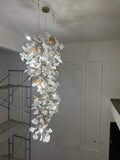 Artistic Tree Branch Pendant Light with Ceramic Ginkgo Leaves for High Ceilings in Hotel or Home - D39.4