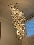 Artistic Tree Branch Pendant Light with Ceramic Ginkgo Leaves for High Ceilings in Hotel or Home - D39.4