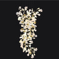 Artistic Tree Branch Pendant Light with Ceramic Ginkgo Leaves for High Ceilings in Hotel or Home - D39.4
