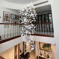 Artistic Tree Branch Pendant Light with Ceramic Ginkgo Leaves for High Ceilings in Hotel or Home - D39.4
