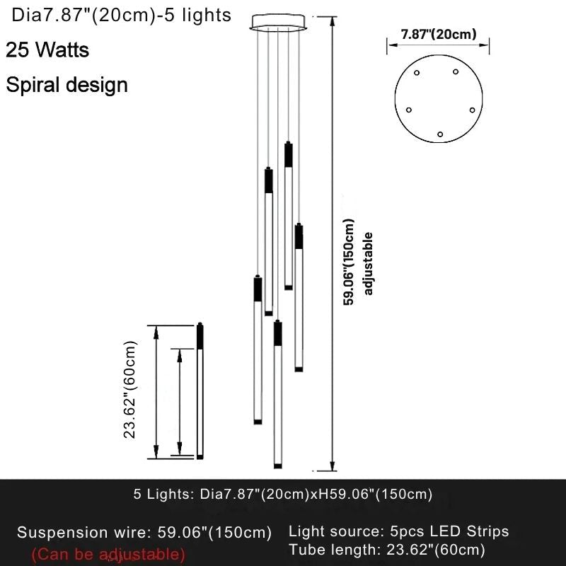 Atia Modern Long Chandelier For Staircase Black/Gold/Silver - Silver12 LightsWarm Light 3000KJoyfuzzy