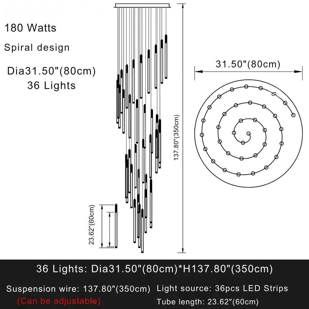 Atia Modern Long Chandelier For Staircase Black/Gold/Silver - Silver12 LightsWarm Light 3000KJoyfuzzy