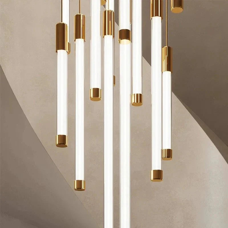 Atia Modern Long Chandelier For Staircase Black/Gold/Silver - Silver12 LightsWarm Light 3000KJoyfuzzy