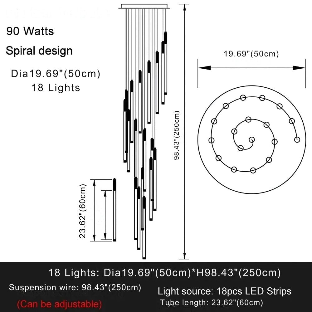 Atia Modern Long Chandelier For Staircase Black/Gold/Silver - Silver12 LightsWarm Light 3000KJoyfuzzy