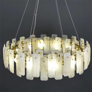 August Marble alabaster Round chandelier - 39"DJoyfuzzy