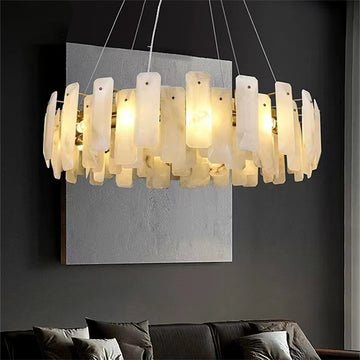 August Marble alabaster Round chandelier - 31"DJoyfuzzy