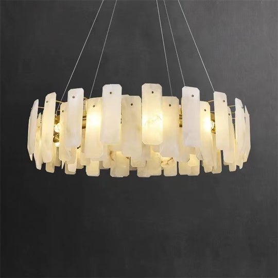 August Marble alabaster Round chandelier - 20"DJoyfuzzy