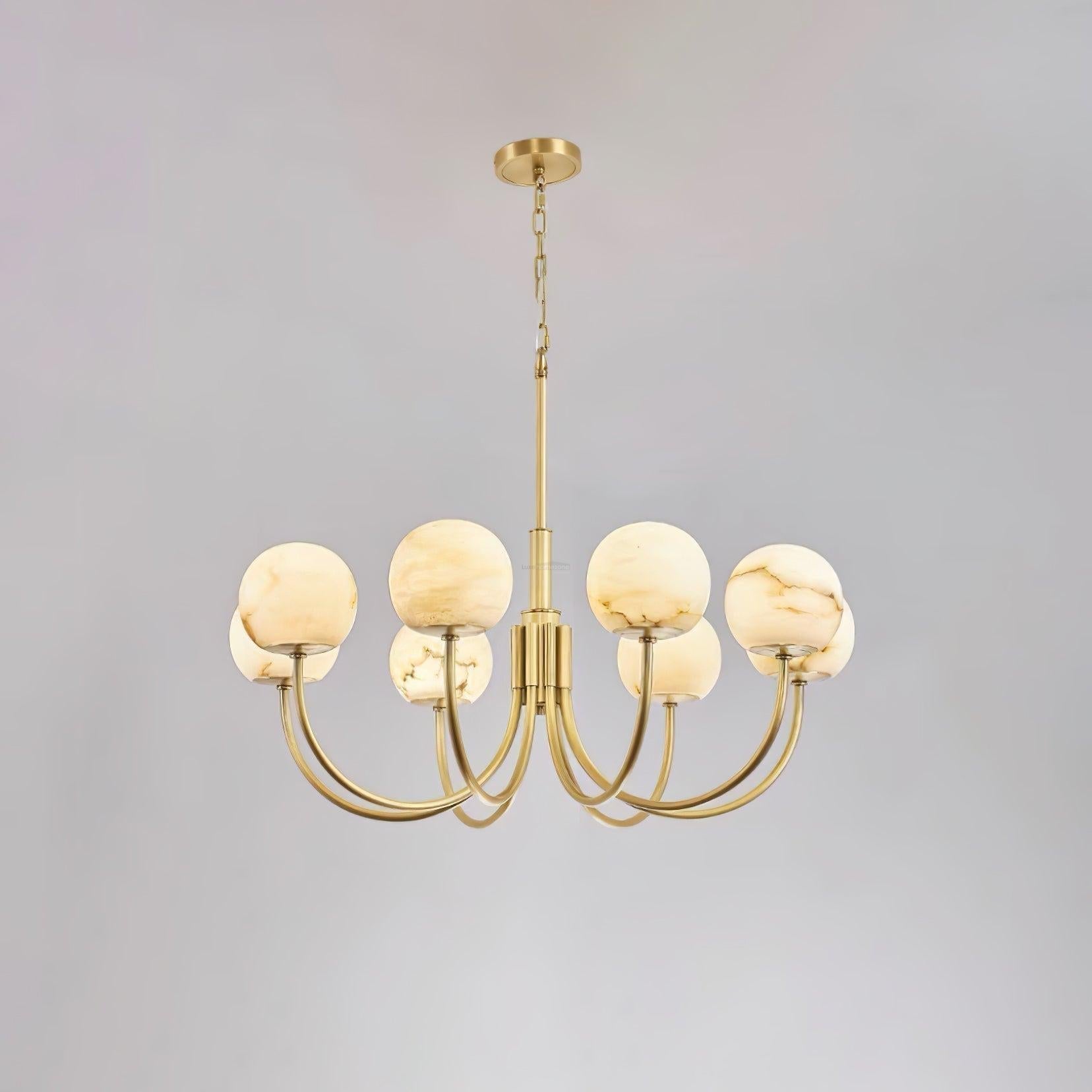 Aurelian Alabaster Globe Chandelier with 6/8/10/12 heads - 8 Heads ? 33.5▼ x H 21.7▼ / Dia 85cm x H 55cmBrass & WhiteJoyfuzzy
