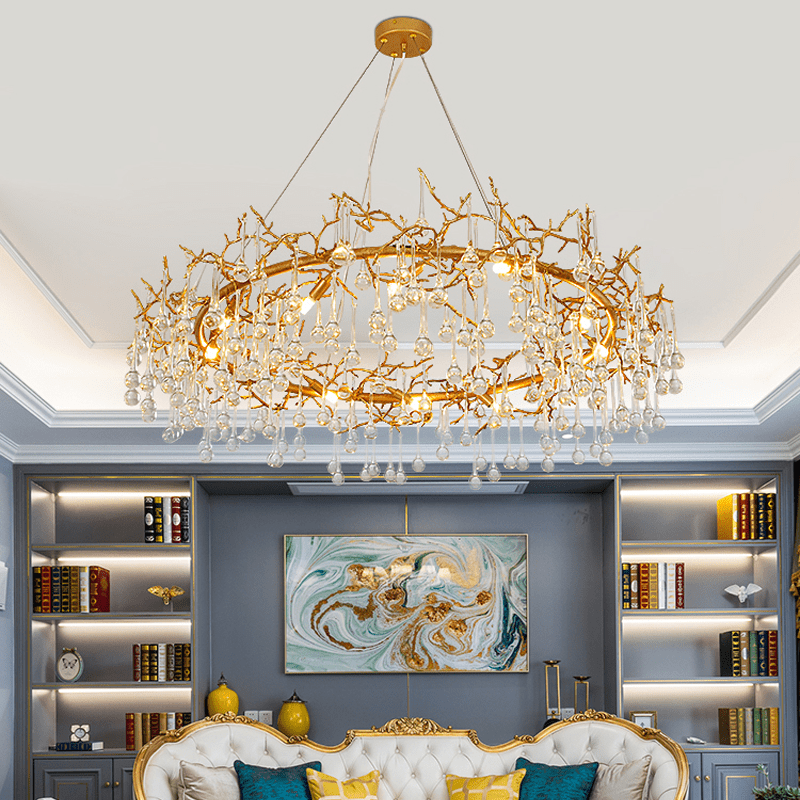 Avis Clear Crystal Ring Branch Chandelier - 23.62" diamJoyfuzzy
