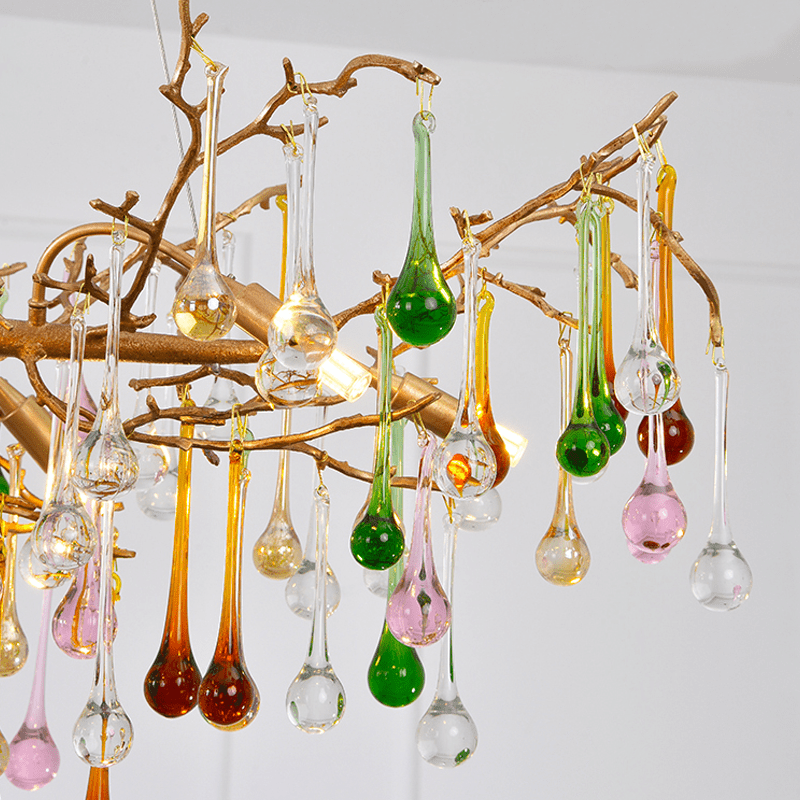 Avis Colorful Crystal Linear Branch Chandelier For Living Room - 31.5“ LJoyfuzzy