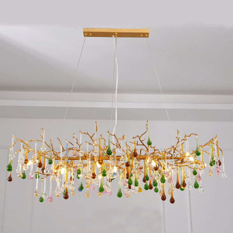 Avis Colorful Crystal Linear Branch Chandelier For Living Room - 31.5“ LJoyfuzzy