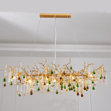 Avis Colorful Crystal Linear Branch Chandelier For Living Room - 31.5“ LJoyfuzzy