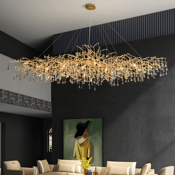 Avis Colorful Crystal Rain Aluminum Branch Chandelier - Joyfuzzy