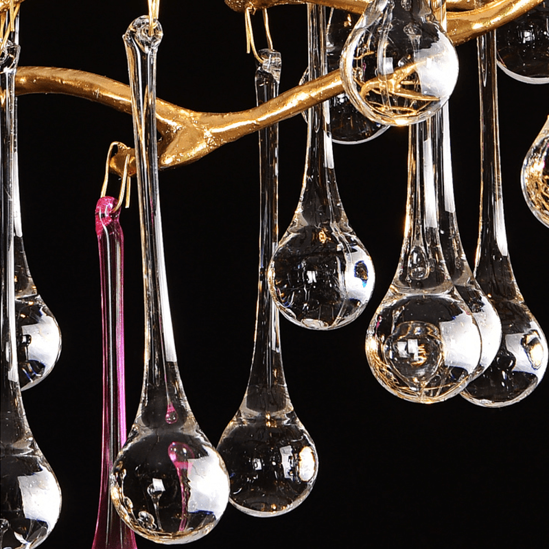 Avis Colorful Crystal Rain Aluminum Branch Chandelier - Joyfuzzy