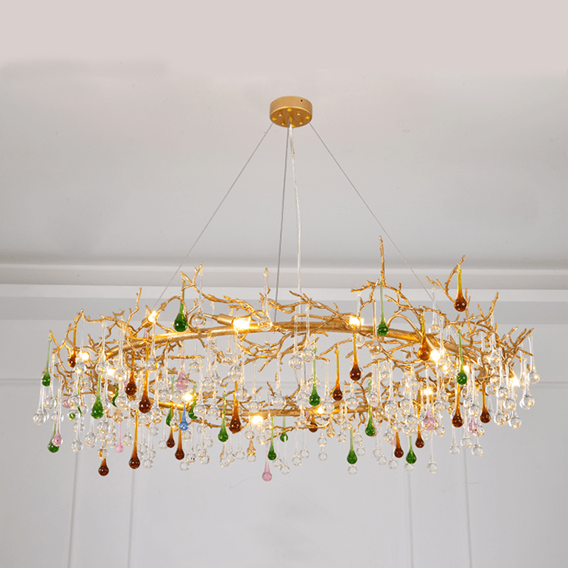 Avis Colorful Crystal Rain Branch Chandelier - 43.31" diamJoyfuzzy