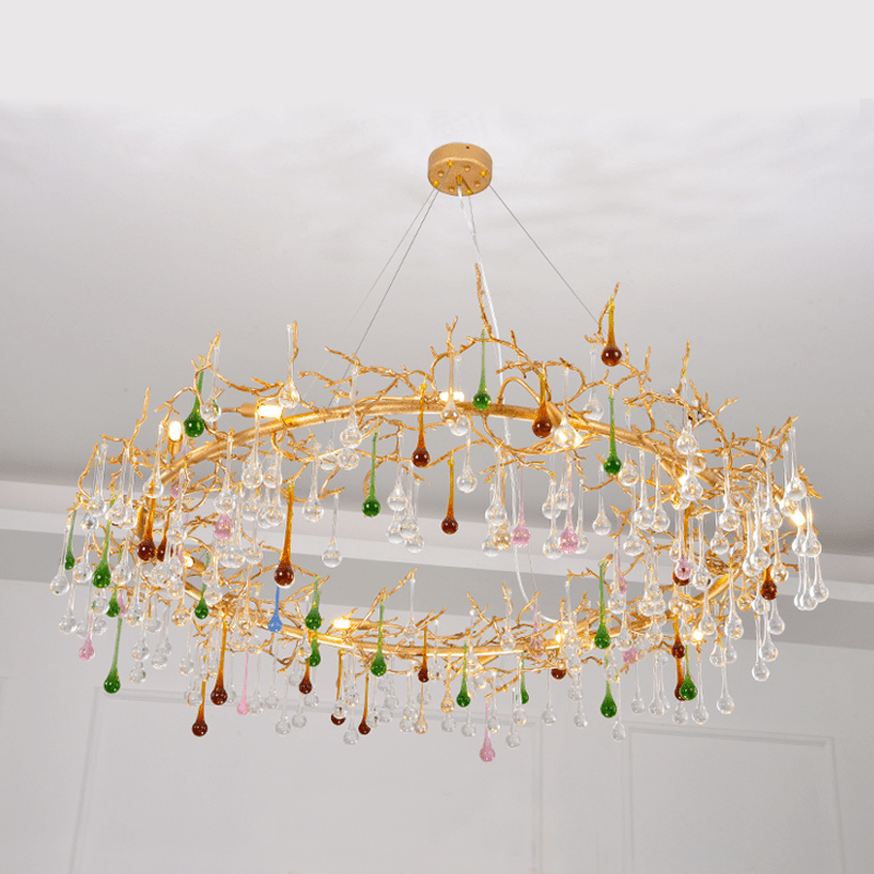 Avis Colorful Crystal Rain Branch Chandelier - 43.31" diamJoyfuzzy