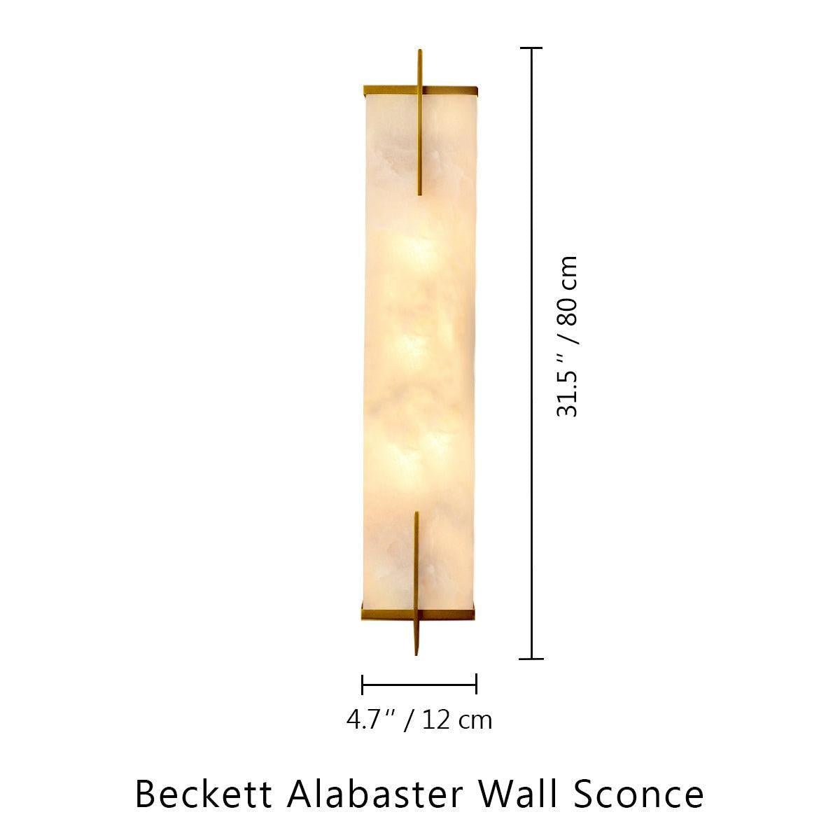 Beckett Alabaster Wall Sconce - ∅ 4.7″ x H 23.6″ / Dia 12cm x H 60cmBrassJoyfuzzy