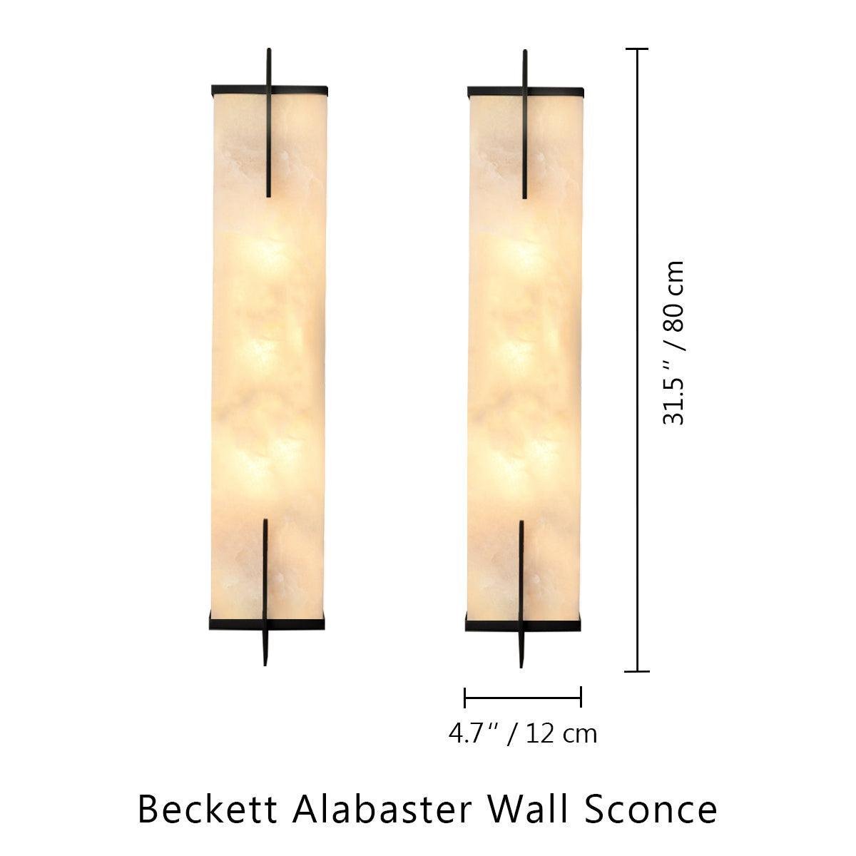 Beckett Alabaster Wall Sconce - ∅ 4.7″ x H 31.5″ Set of 2BronzeJoyfuzzy