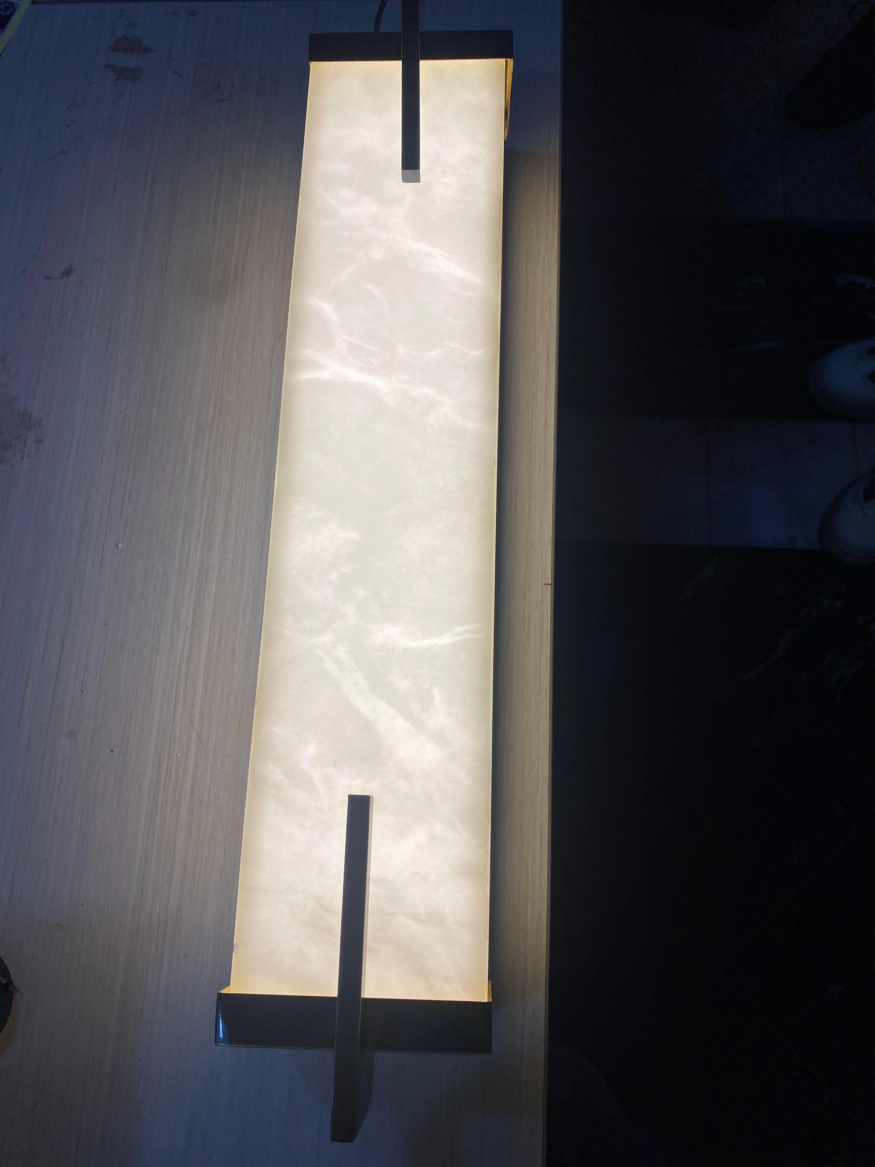 Beckett Alabaster Wall Sconce - ∅ 4.7″ x H 31.5″ Set of 2BronzeJoyfuzzy