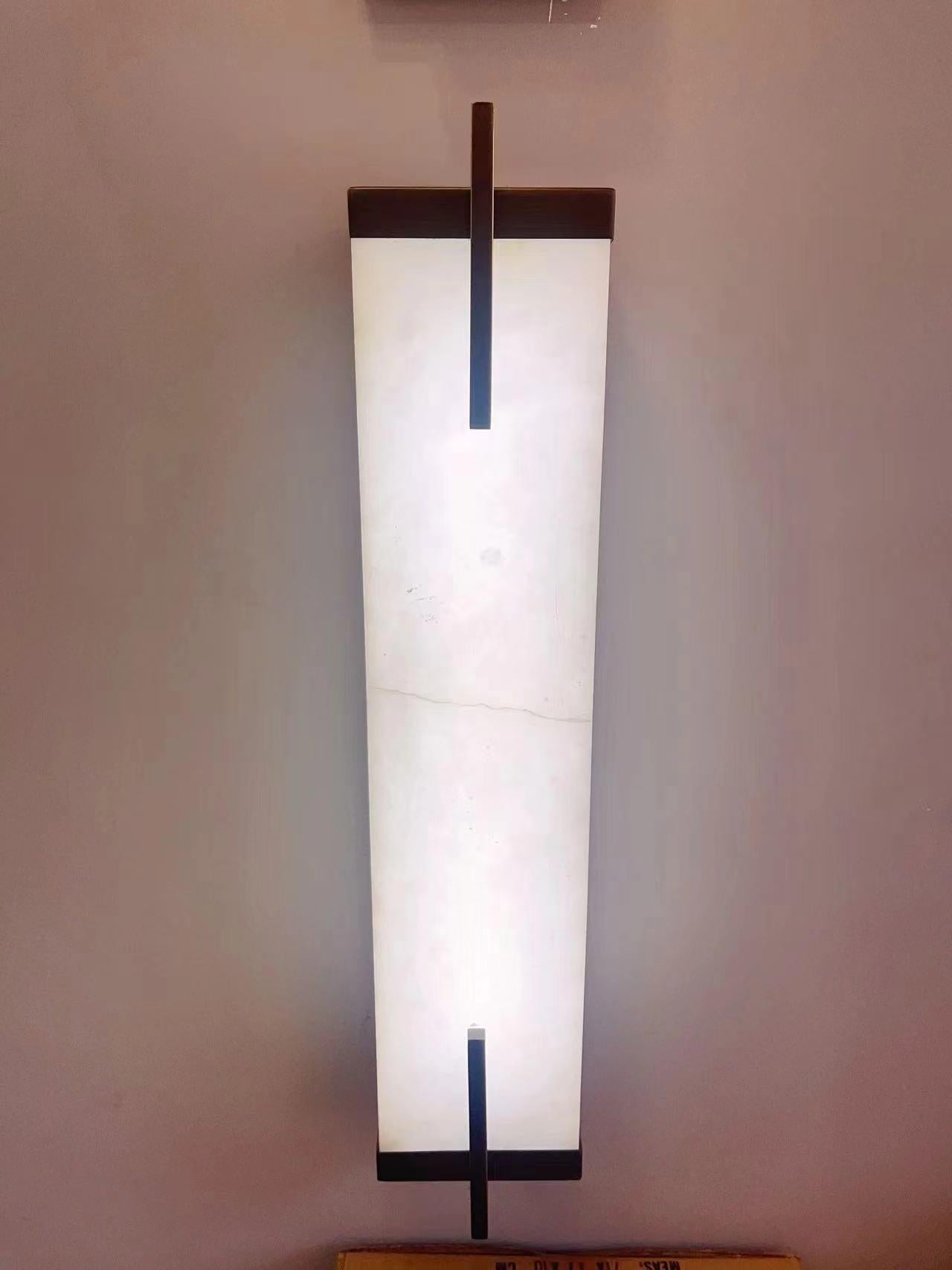 Beckett Alabaster Wall Sconce - ∅ 4.7″ x H 31.5″ Set of 2BronzeJoyfuzzy