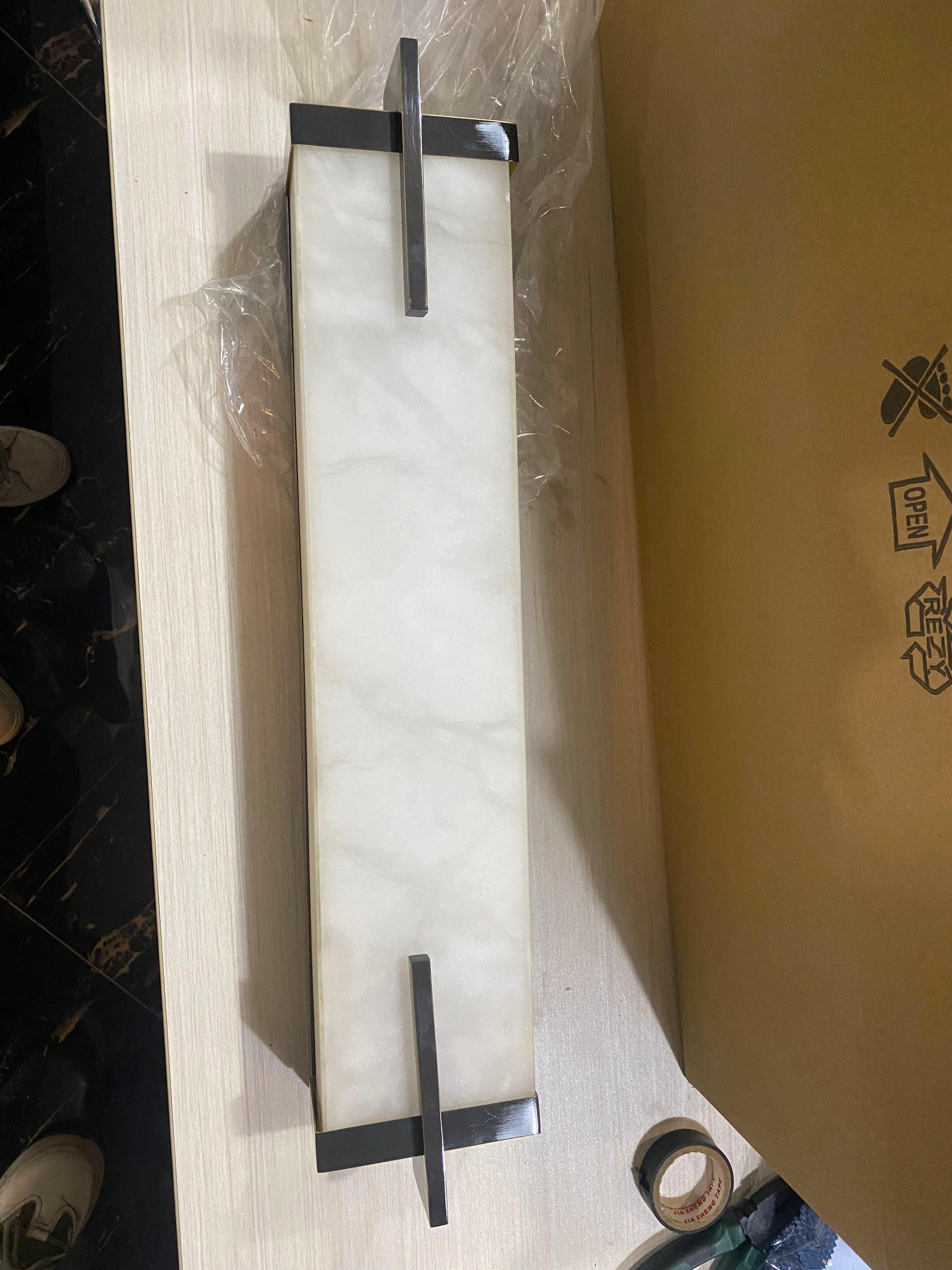 Beckett Alabaster Wall Sconce - ∅ 4.7″ x H 31.5″ Set of 2BronzeJoyfuzzy