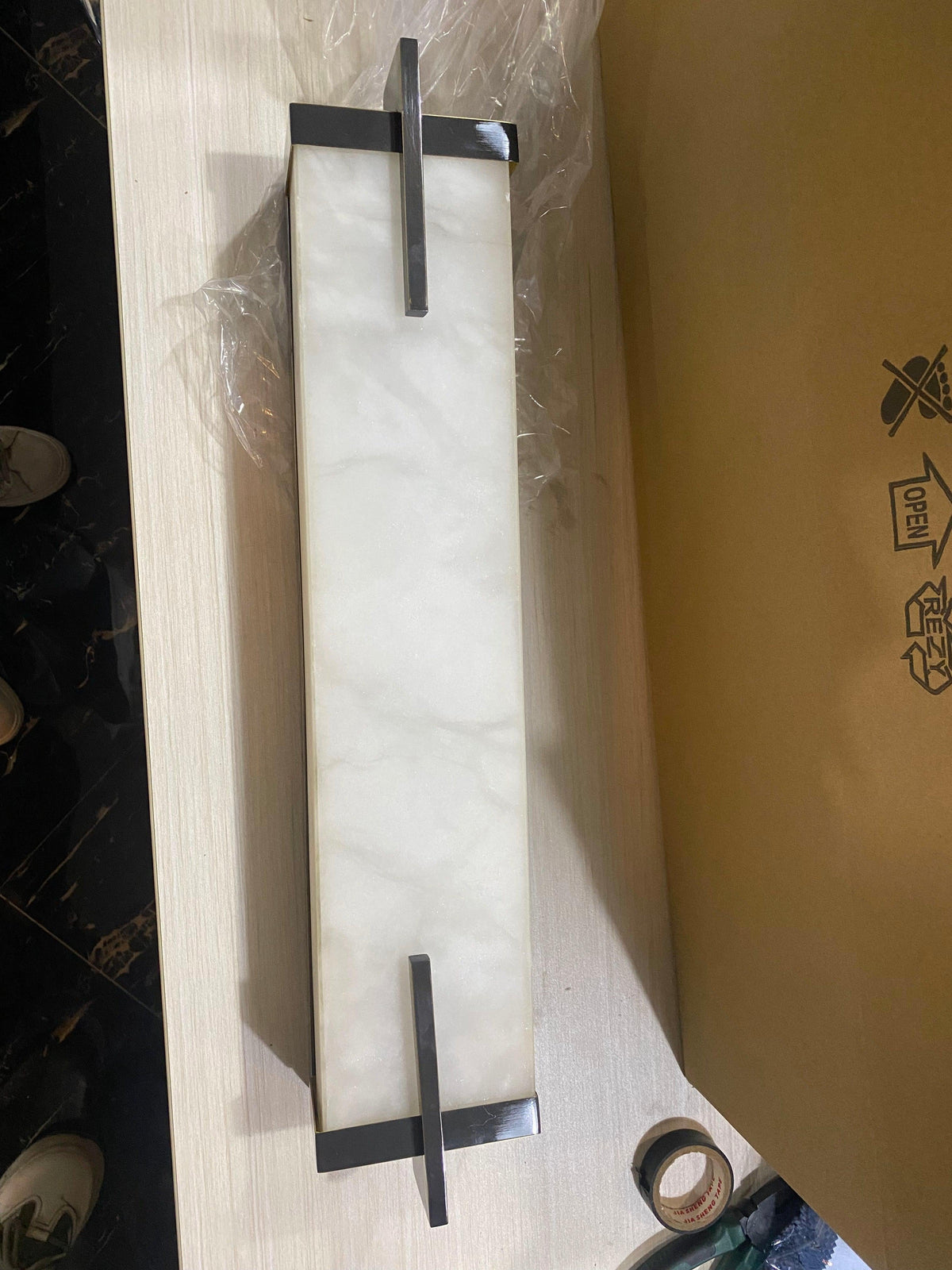 Beckett Alabaster Wall Sconce - ∅ 4.7″ x H 31.5″ Set of 2BronzeJoyfuzzy