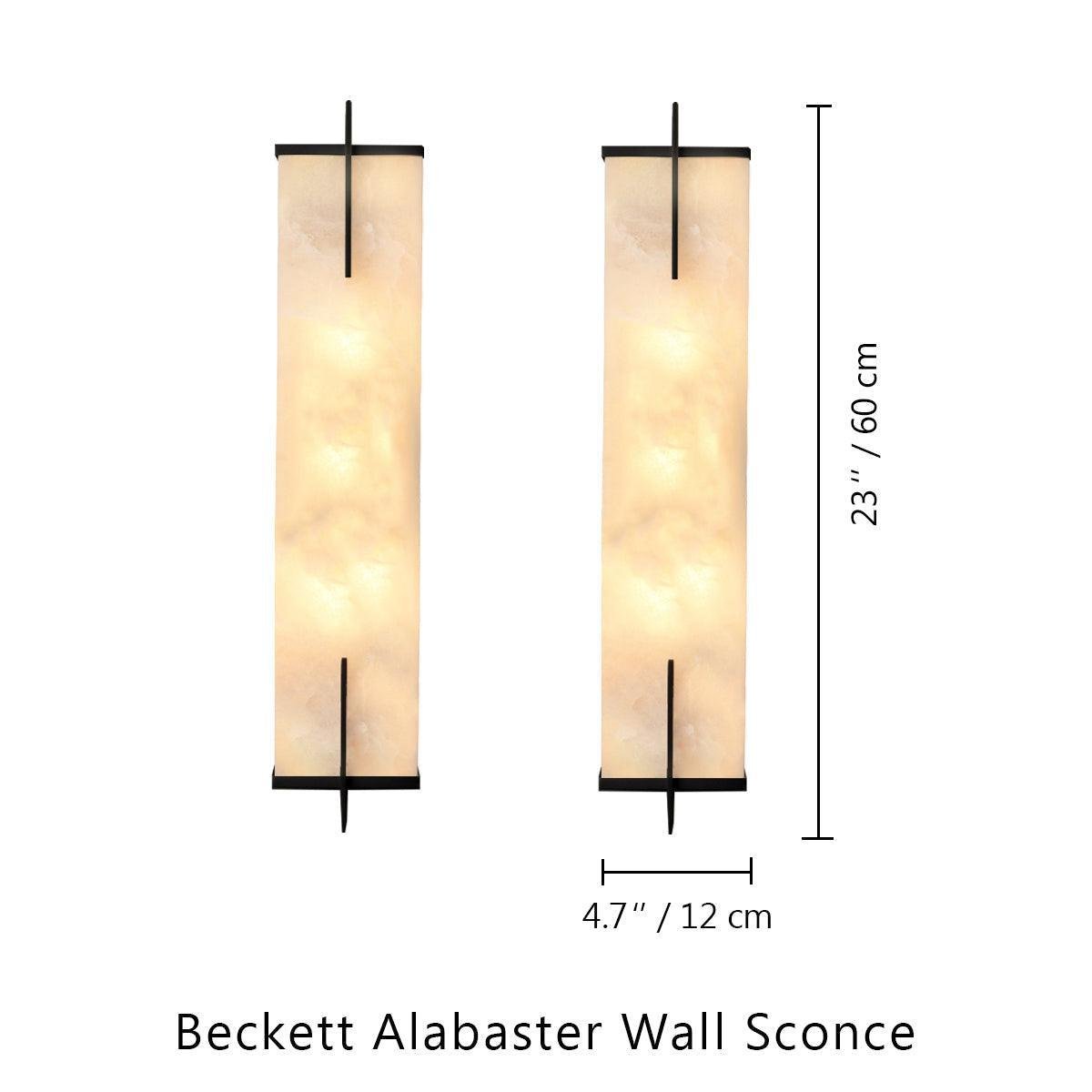 Beckett Alabaster Wall Sconce - ∅ 4.7″ x H 23.6″ / Dia 12cm x H 60cmBrassJoyfuzzy