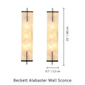 Beckett Alabaster Wall Sconce - ∅ 4.7″ x H 23.6″ / Dia 12cm x H 60cmBrassJoyfuzzy