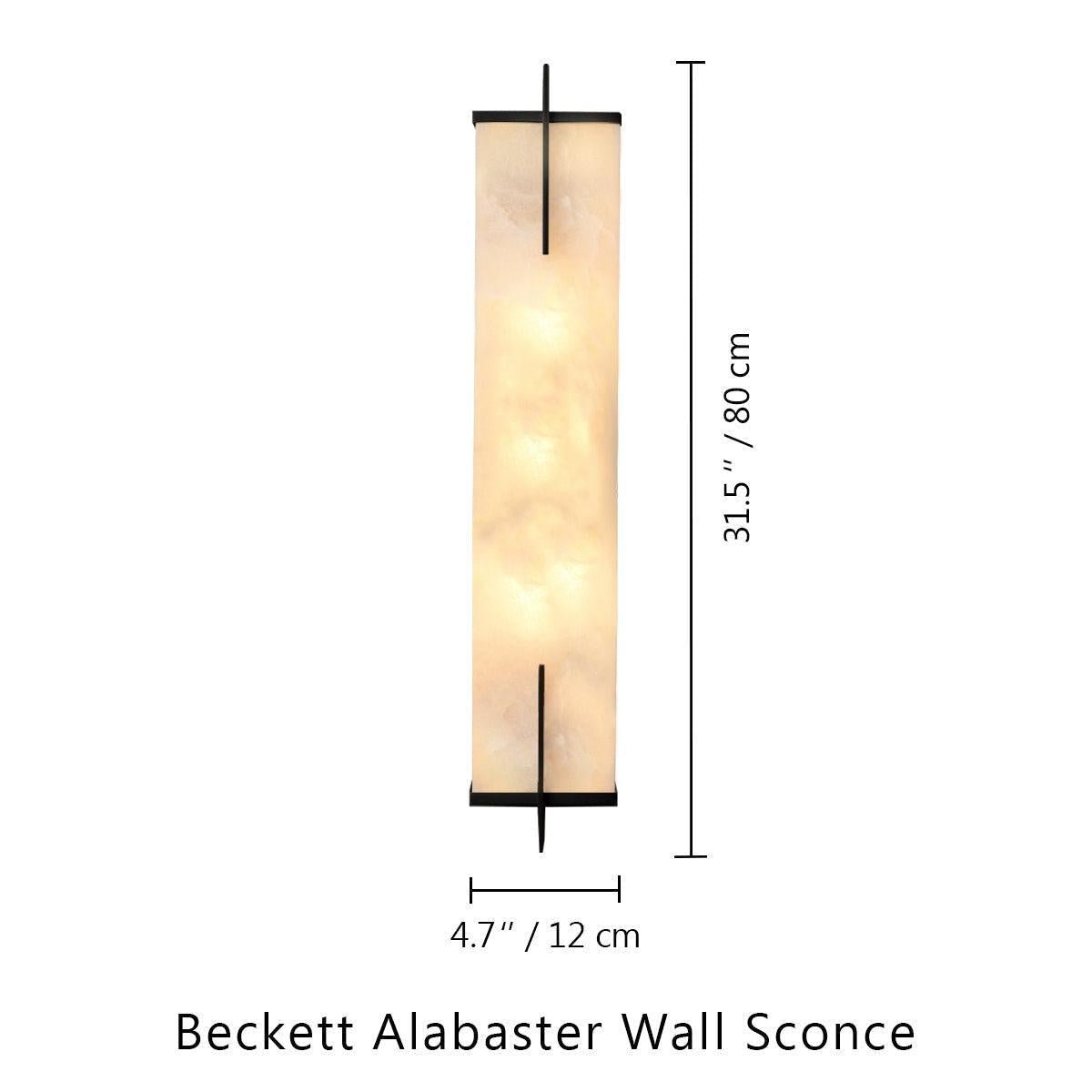 Beckett Alabaster Wall Sconce - ∅ 4.7″ x H 23.6″ / Dia 12cm x H 60cmBrassJoyfuzzy