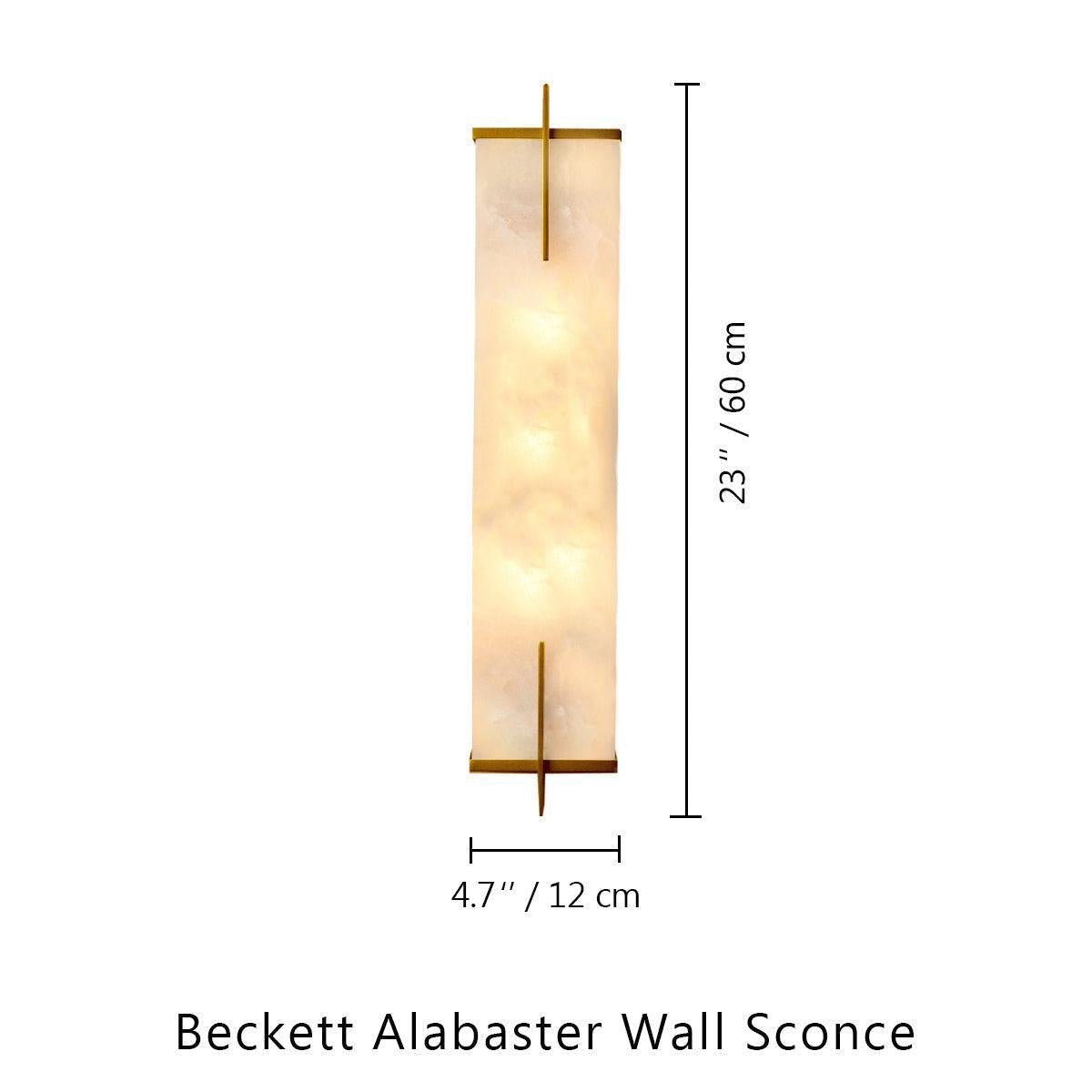 Beckett Alabaster Wall Sconce - ∅ 4.7″ x H 23.6″ / Dia 12cm x H 60cmBrassJoyfuzzy