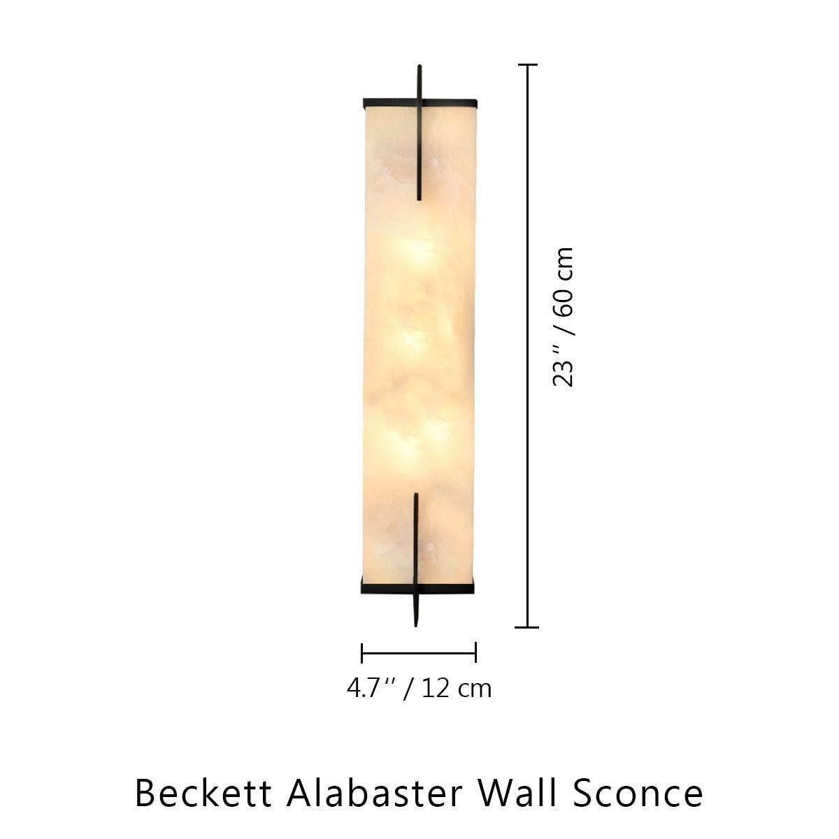 Beckett Alabaster Wall Sconce - ∅ 4.7″ x H 23.6″ / Dia 12cm x H 60cmBrassJoyfuzzy