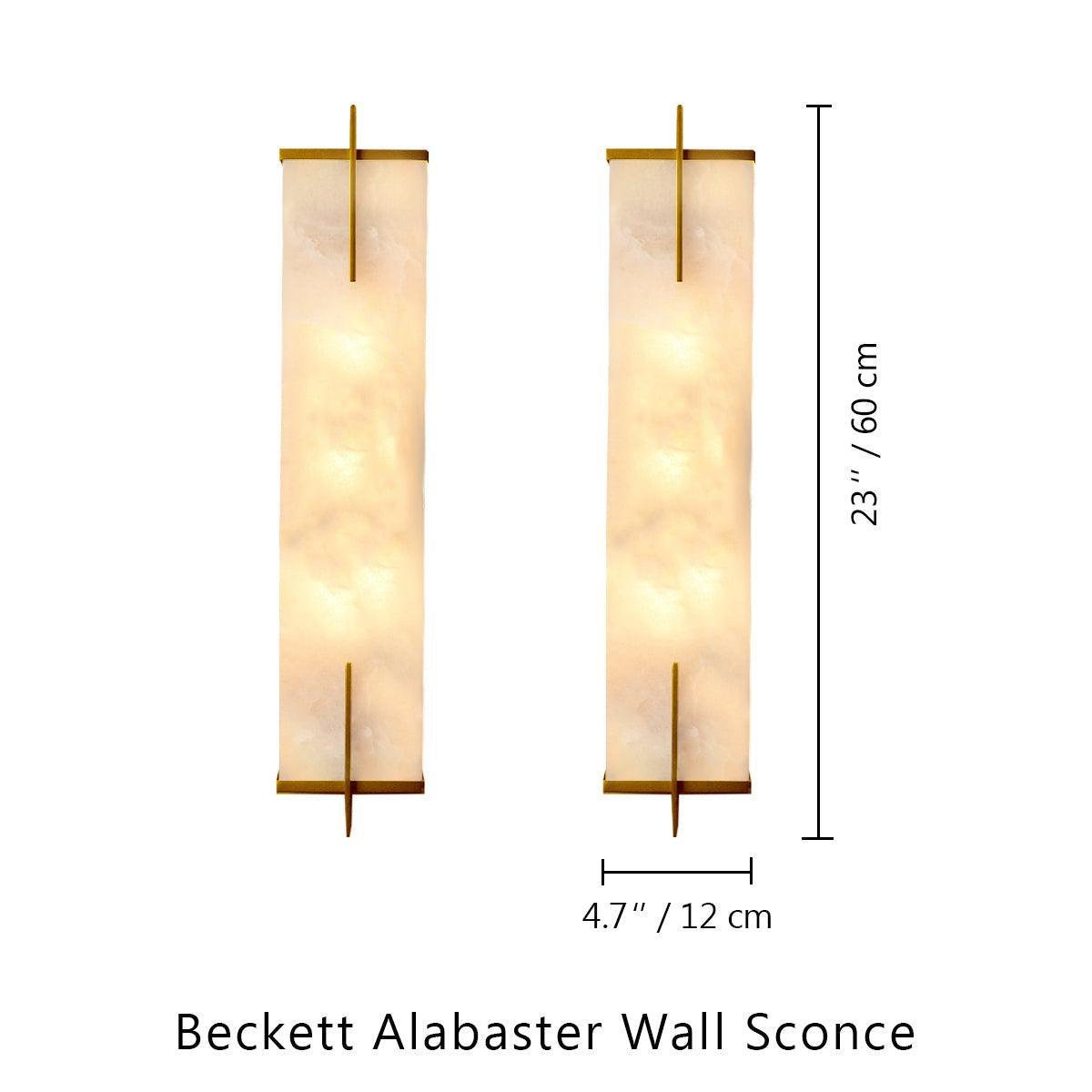 Beckett Alabaster Wall Sconce - ∅ 4.7″ x H 23.6″ Set of 2BrassJoyfuzzy