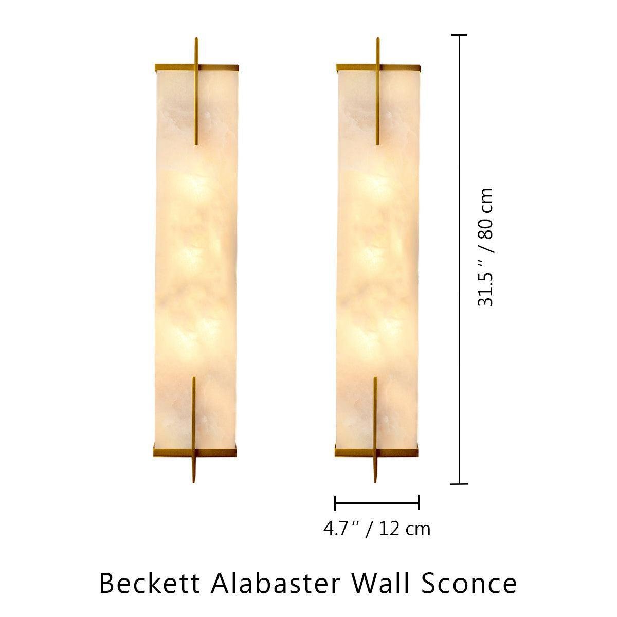 Beckett Alabaster Wall Sconce - ∅ 4.7″ x H 31.5″ Set of 2BrassJoyfuzzy