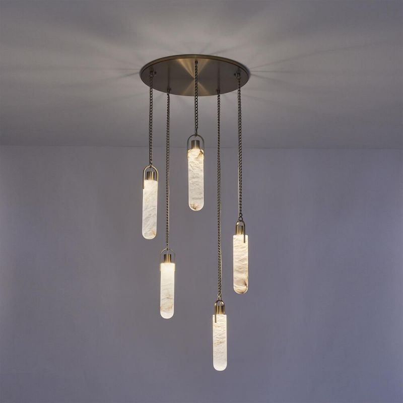 Flint Multi Light Round Alabaster Pendant Lamp Fixture