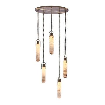 Flint Multi Light Round Alabaster Pendant Lamp Fixture