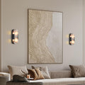 Black Alabaster Wall Sconces Set: Natural Marble Bedside Lighting Fixtures