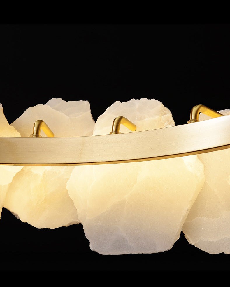 Joyfuzzy Tiered Circular Alabaster Chandelier - Ø47"xH79"GoldWarm WhiteJoyfuzzy