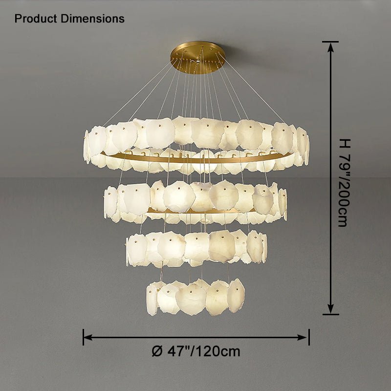 Joyfuzzy Tiered Circular Alabaster Chandelier - Ø47"xH79"GoldWarm WhiteJoyfuzzy
