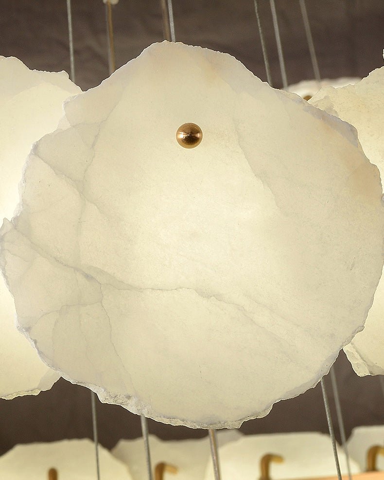 Joyfuzzy Tiered Circular Alabaster Chandelier - Ø47"xH79"GoldWarm WhiteJoyfuzzy