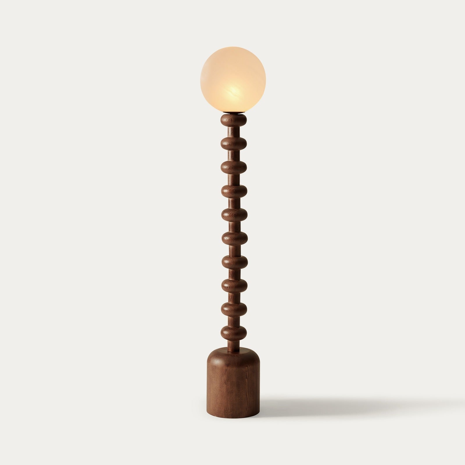 Marlow Bobbin Wood Globe Floor Lamp
