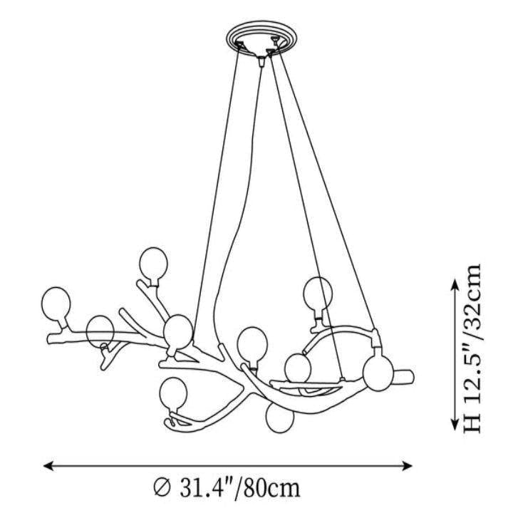 Boho Tree Branch Modern Chandelier - 10 heads Size: Dia 31.4″(80cm) x H 12.5″(32cm)Joyfuzzy