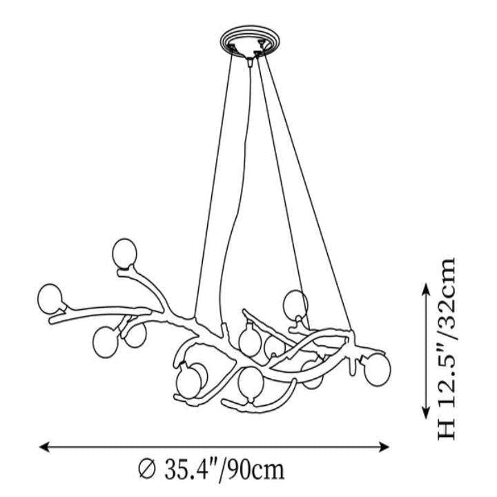 Boho Tree Branch Modern Chandelier - 12 heads Size: Dia 35.4″(90cm) x H 12.5″(32cm)Joyfuzzy
